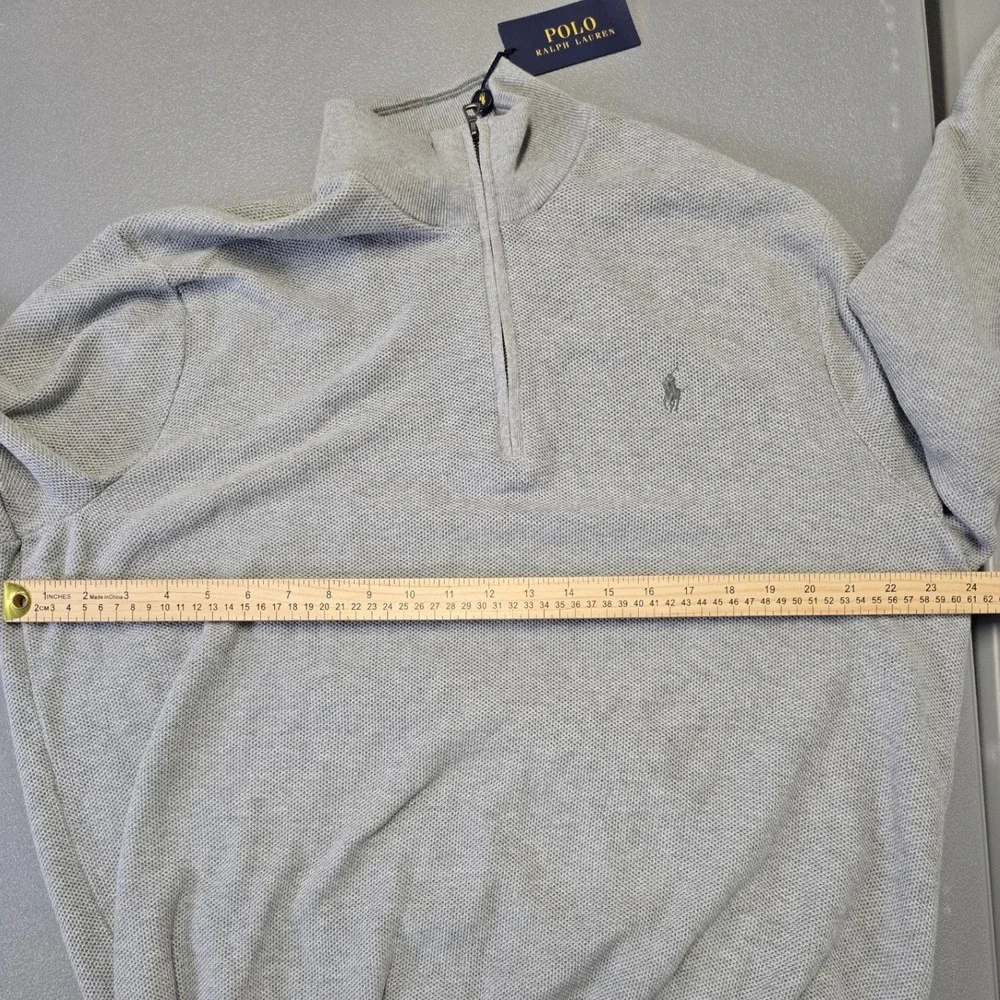 Polo Ralph Lauren Quarter Zip Sweater 2XB Gray Pima Cotton NWT